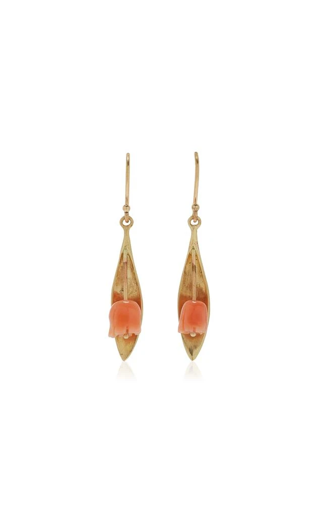 Annette Ferdinandsen Annette Ferdinandsen - Small Tulip 14K Yellow Gold; Coral Earrings - Gold - OS - Moda Operandi - Gifts For Her 1