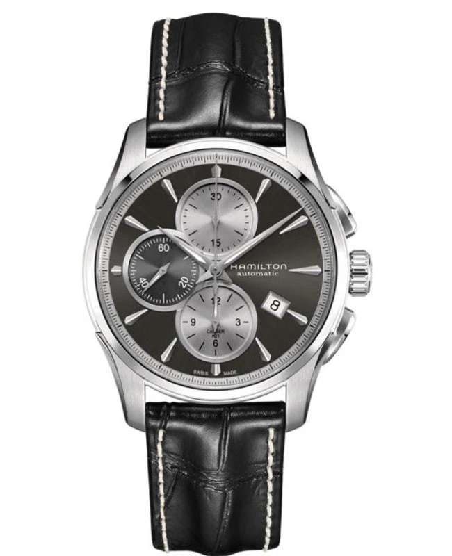 Hamilton Hamilton Jazzmaster Auto Chrono Black Dial Leather Strap Men's Watch H32596781 1