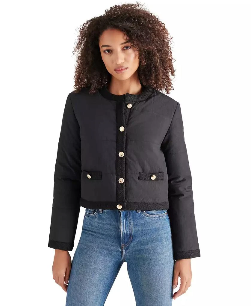 Steve Madden Women's Coppelia Tweed-Trim Puffer Jacket 4