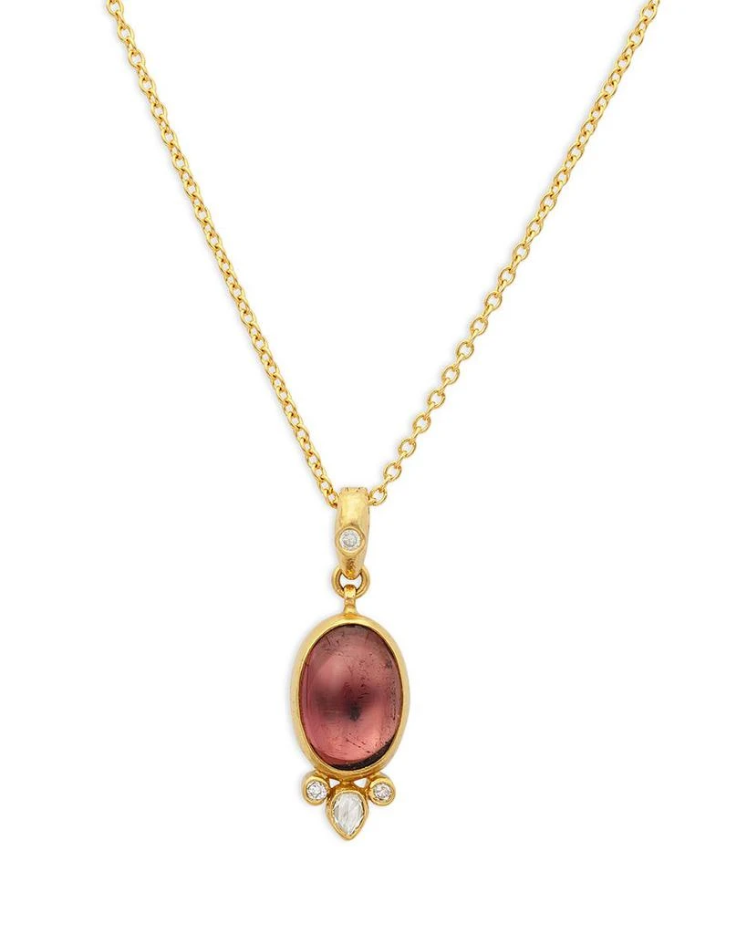 Gurhan 22K & 24K Yellow Gold Rune Tourmaline & Diamond Pendant Necklace, 16"-18" 1