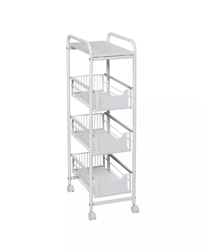 Honey Can Do 4 Tier Slim Rolling Cart with Drawers 3