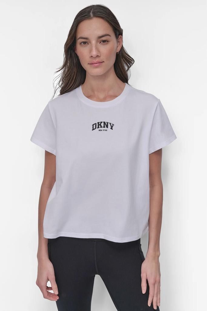 DKNY DISTRESSED VARSITY LOGO MEET & GREET TEE