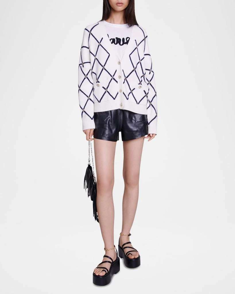 Maje Moove Diamond Jacquard Cardigan 2