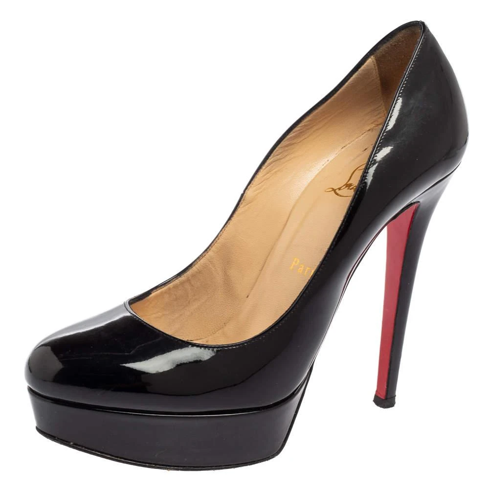 Christian Louboutin Christian Louboutin Black Patent Bianca Platform Pumps Size 38.5 1