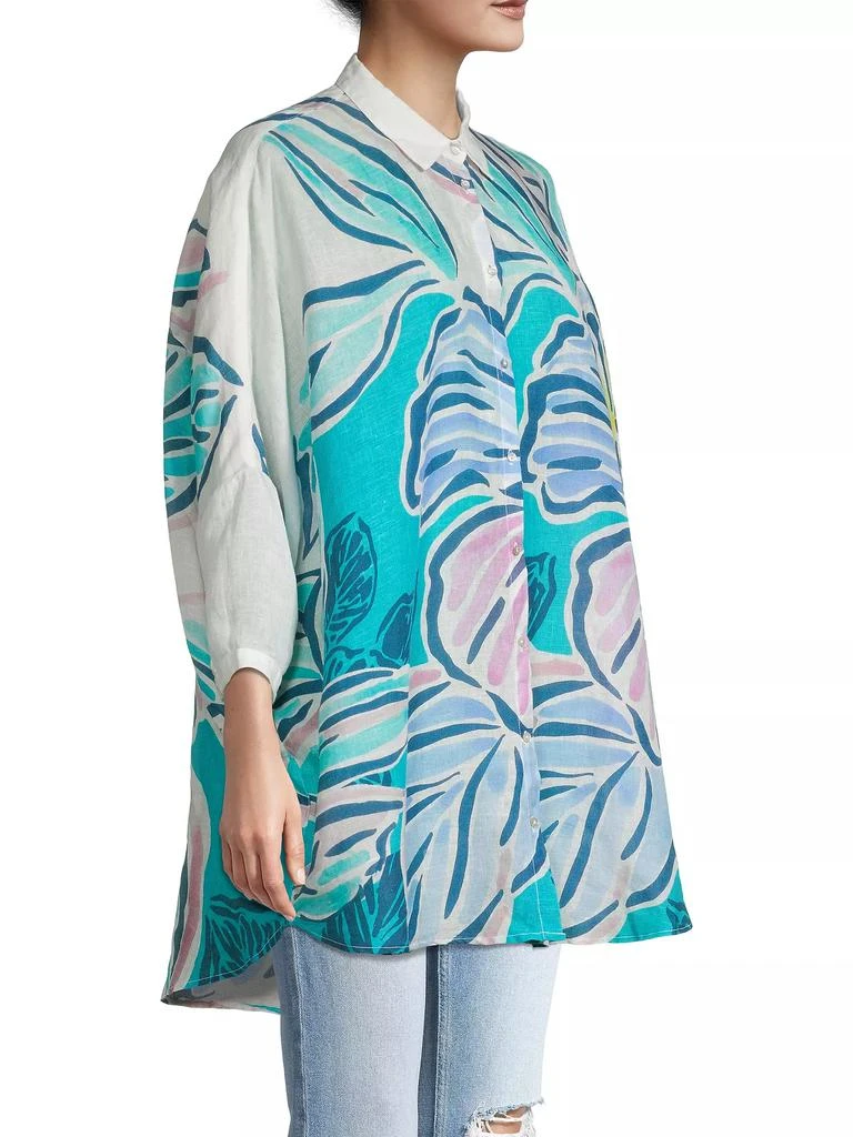 120% Lino Floral Oversized Linen Shirt 4