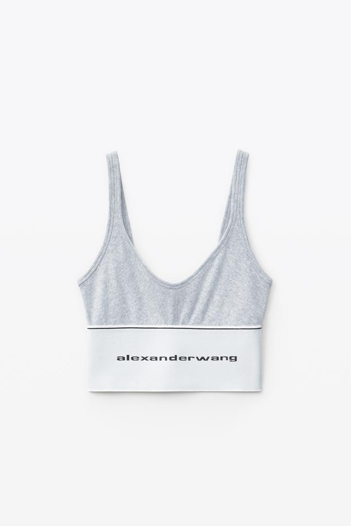 Alexander Wang LOGO ELASTIC BRA IN RIBBED JERSEY