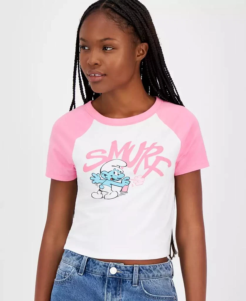Love Tribe Juniors' Smurfs Raglan Cropped T-Shirt 3