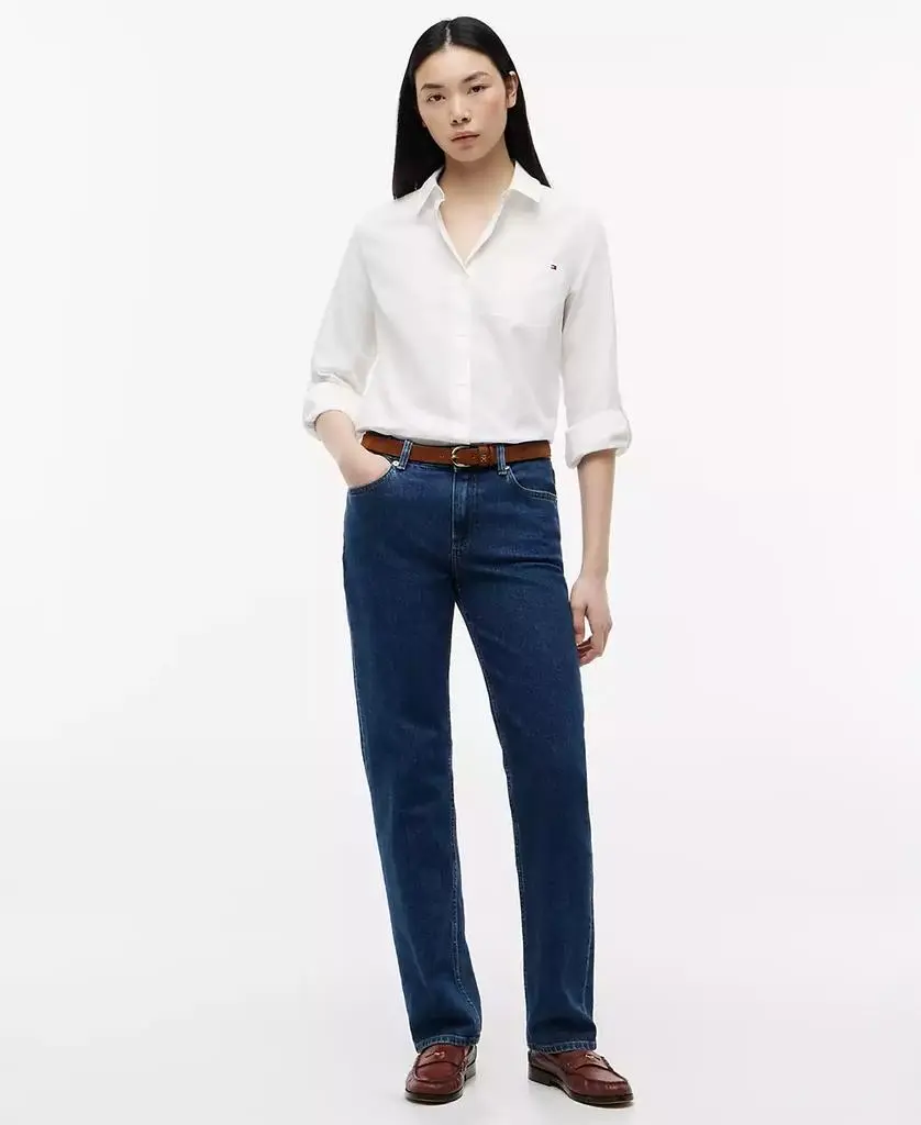 Tommy Hilfiger Women's Classic Poplin Roll-Tab Long-Sleeve Shirt 2