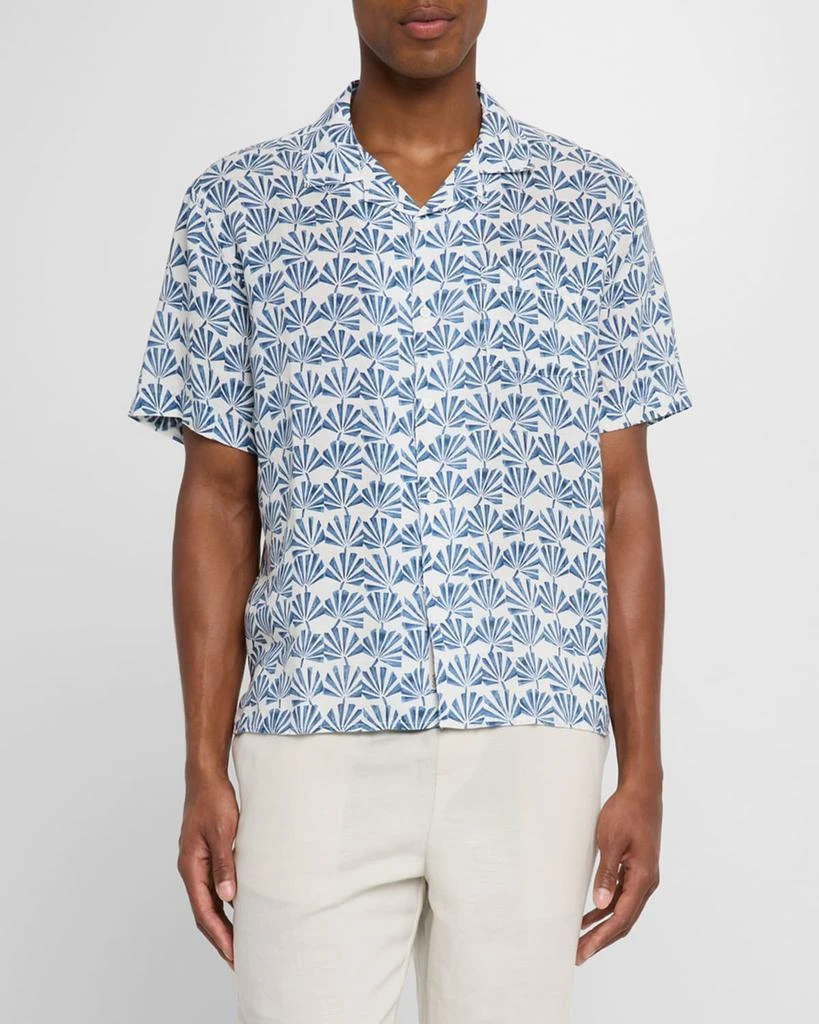 Onia Men's Air Linen Geometric Palms Camp Shirt 4