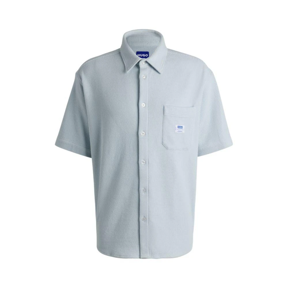 Hugo Boss Short-sleeved shirt in waffle-structured cotton 1