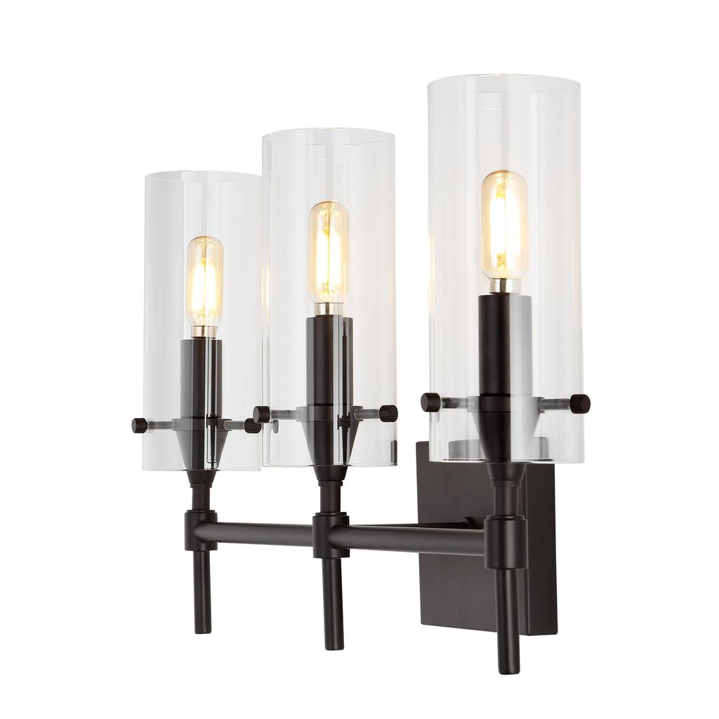 JONATHAN Y Cato 21.25" 3-Light Modern Farmhouse Iron/Glass LED Vanity