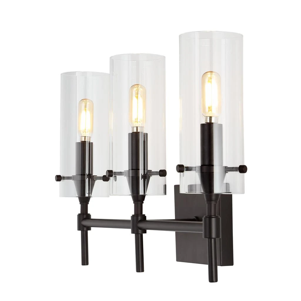 JONATHAN Y Cato 21.25" 3-Light Modern Farmhouse Iron/Glass LED Vanity 2