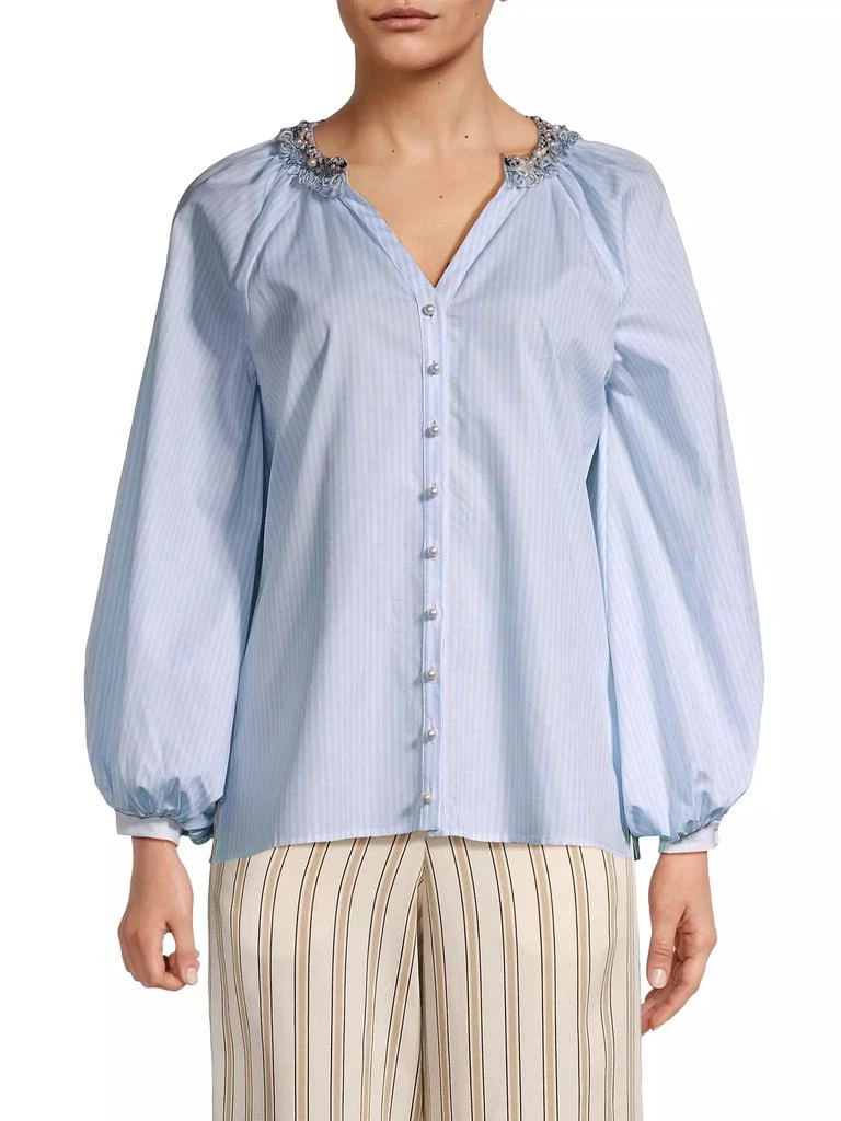 Anne Fontaine Aix Striped Embellished Blouse 3
