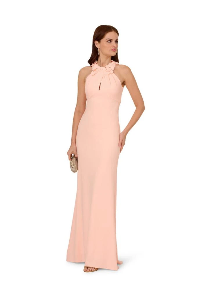 Adrianna Papell Rosette halter crepe gown 4