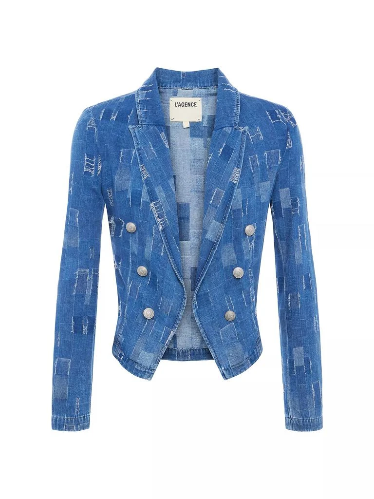 L'Agence Wayne Patchwork Denim Crop Blazer 1