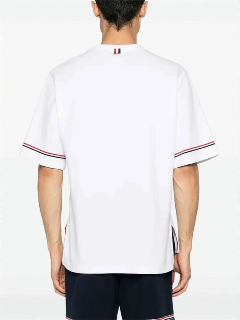 Thom Browne Boxy White Cotton T-Shirt with Striped Accents 2