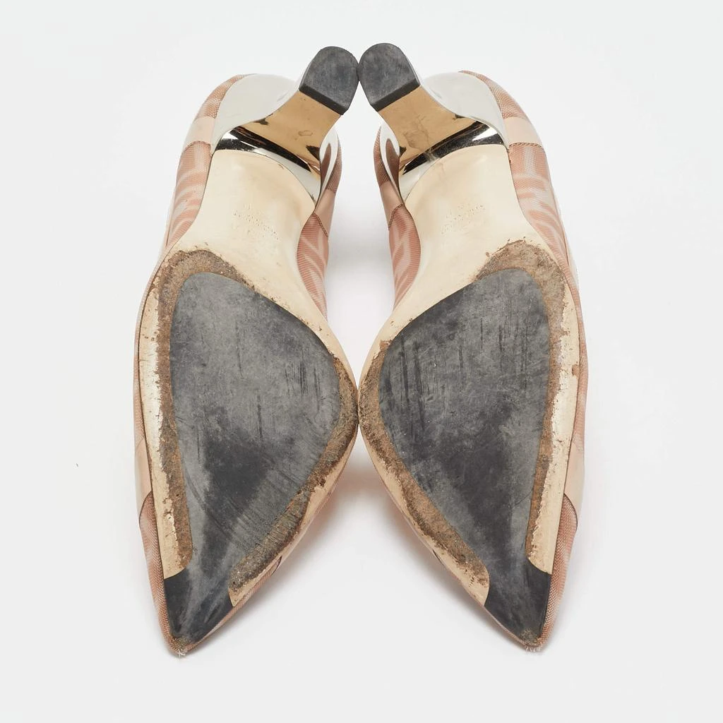 Fendi Fendi Pink/Beige Zucca Mesh and Leather Colibri Pumps Size 38 6