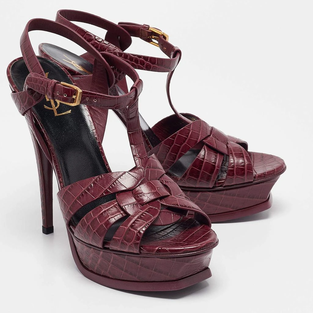 Yves Saint Laurent Saint Laurent Plum Embossed Croc Tribute Sandals Size 39 4