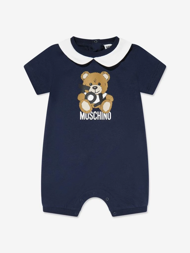 Moschino Baby Boys Teddy Bear Logo Romper in Navy 1