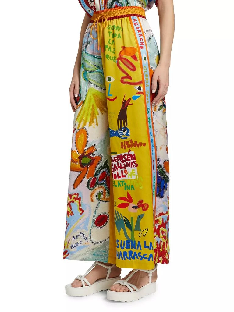ALÉMAIS La Charrasca Printed Silk Wide-Leg Pants 4