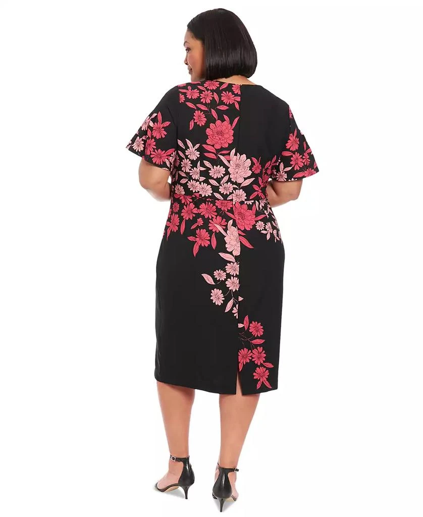 London Times Plus Size Printed Short-Sleeve Midi Dress 2