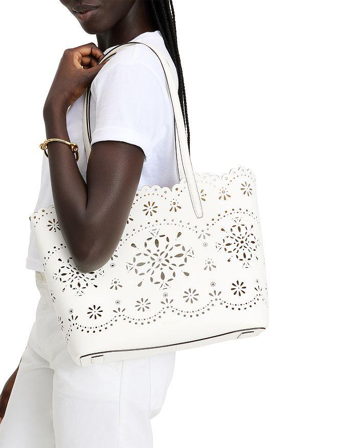 Kate Spade Do It All Spade Flower Perforated Fine Grain Leather Large Tote