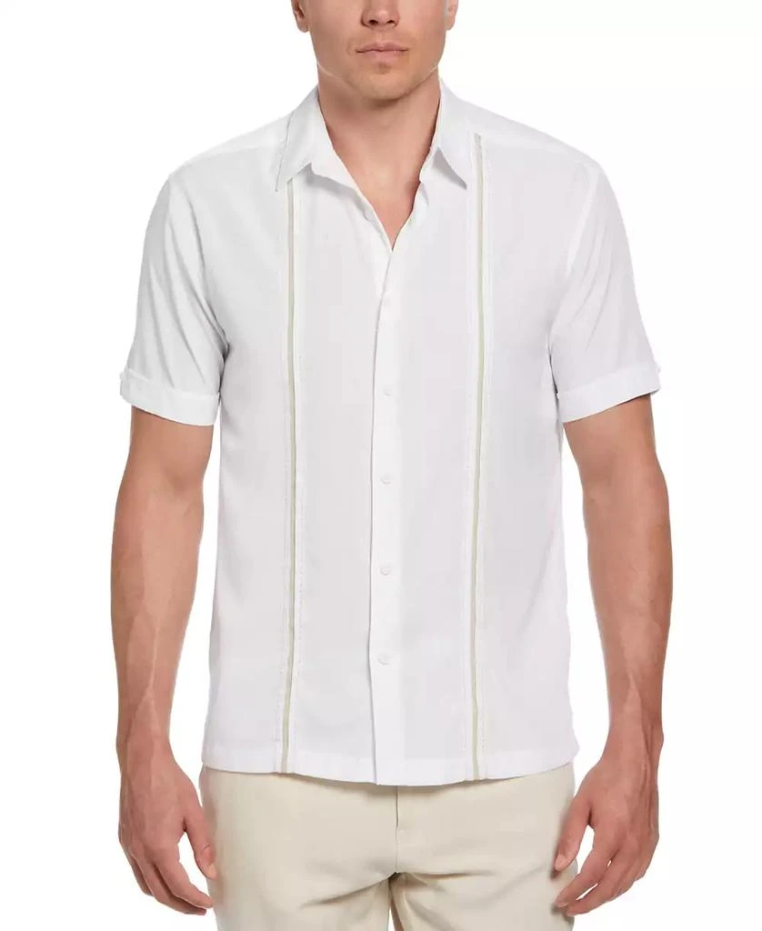 Cubavera Men's Pick Stitch Panel Short Sleeve Button-Down Shirt 1