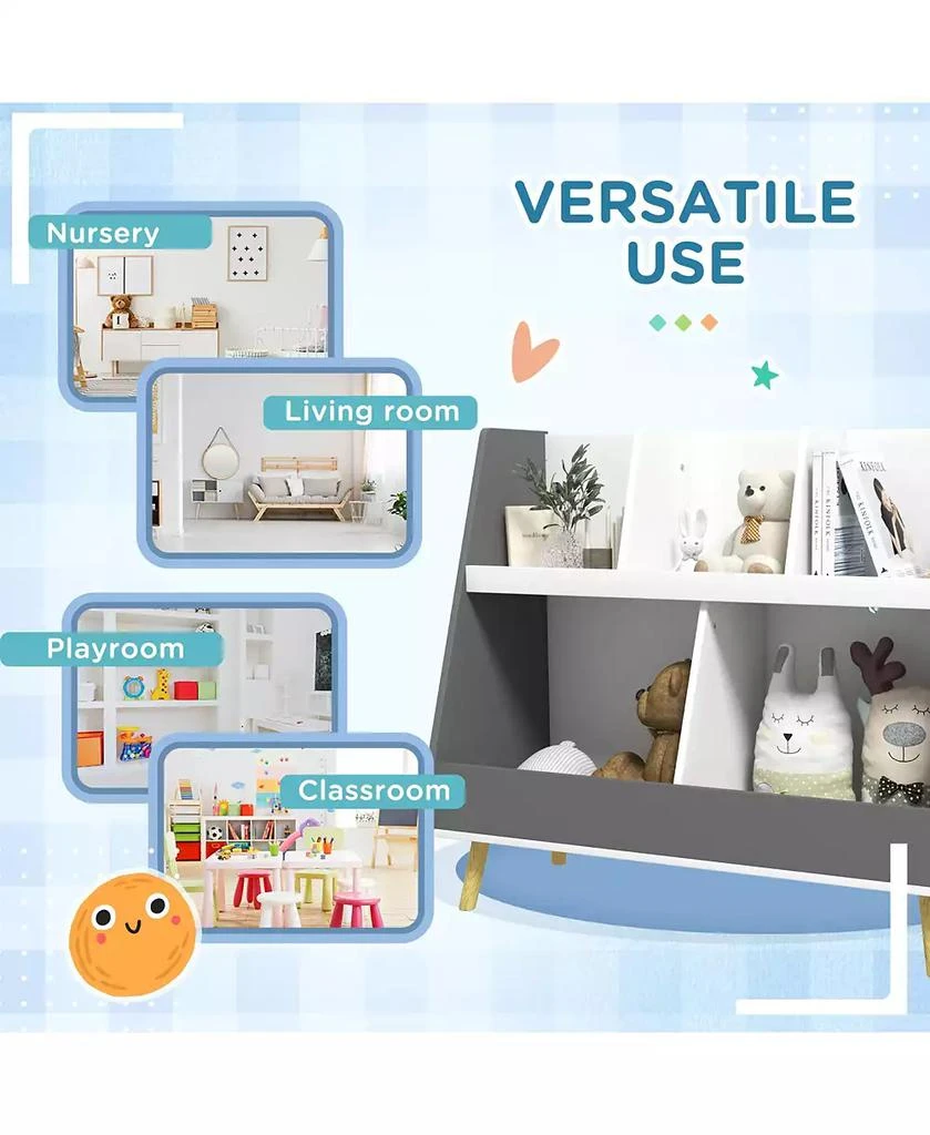 HONGGE 2 Tier Kids Bookcase with Toy Storage Compartments 4
