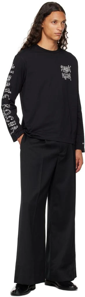 Simone Rocha Black Printed Ribbon Logo Long Sleeve T-Shirt 4