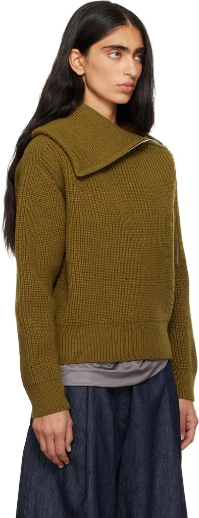 Dries Van Noten Khaki Zipped Wool Turtleneck 2