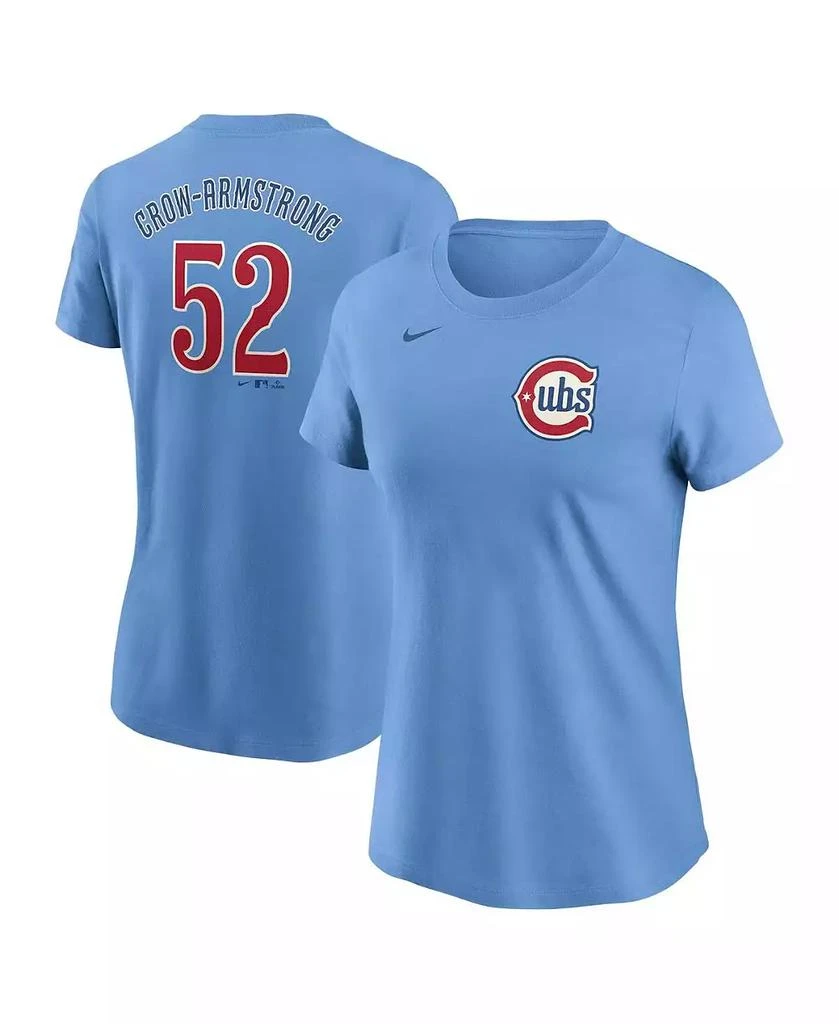 NIKE Women's Pete Crow-Armstrong Baby Blue Chicago Cubs Fuse Name Number T-Shirt 1