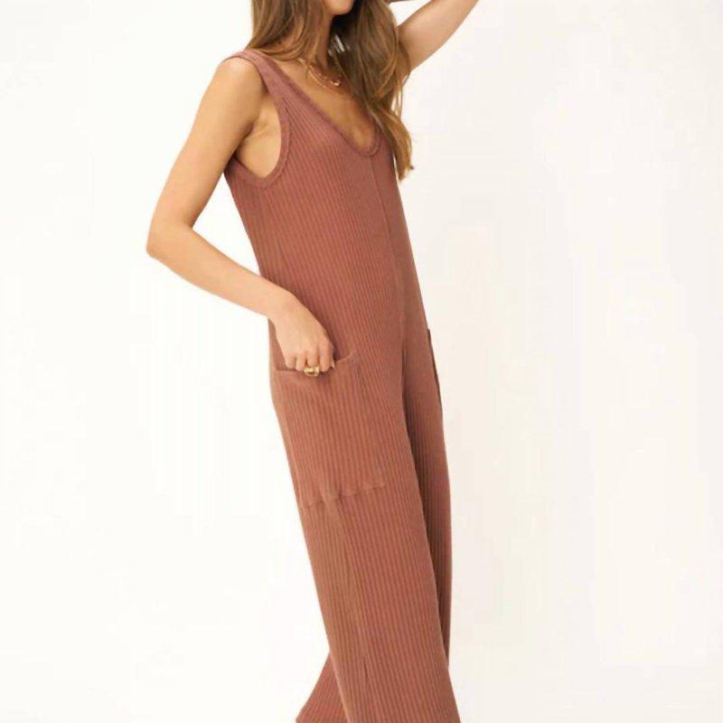 Project Social T Santa Maria Sweater Rib Jumpsuit In Root Beer