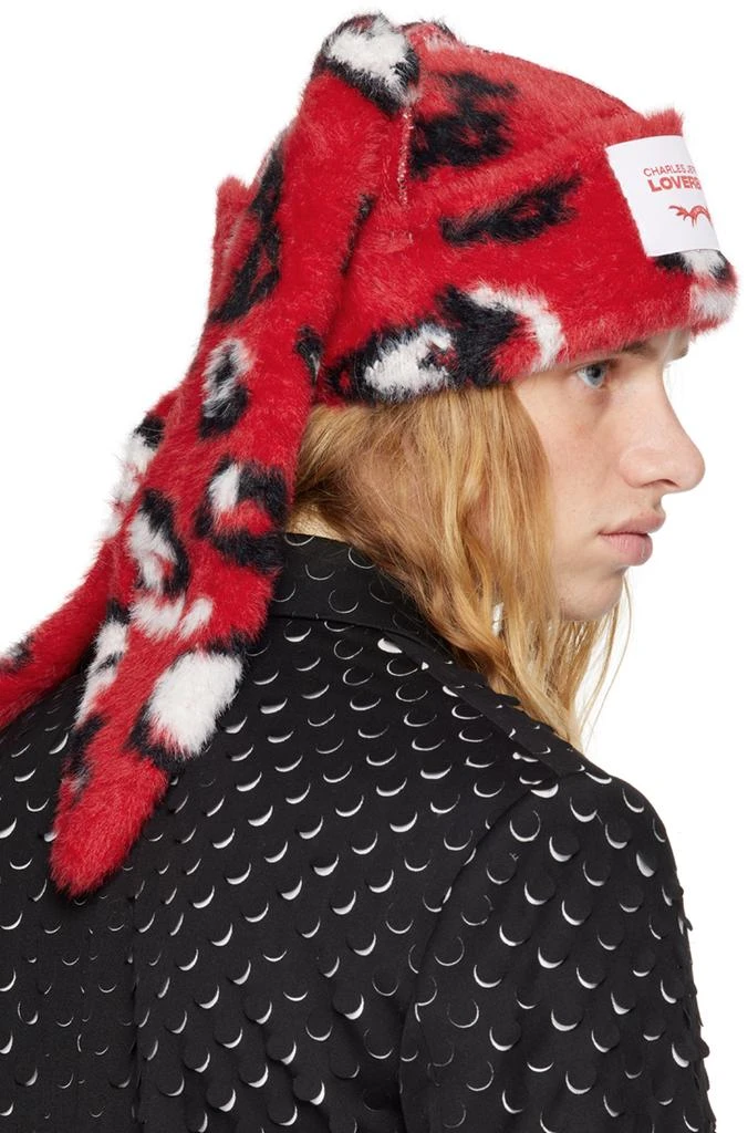 Charles Jeffrey Loverboy Red Fluffy Chunky Rabbit Beanie 3