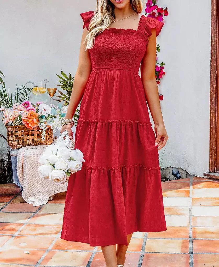 strapless open back dress Women's Cowgirl Hardware Burgundy Daisy Cactus Long Sleeve Western Shirt main image 0