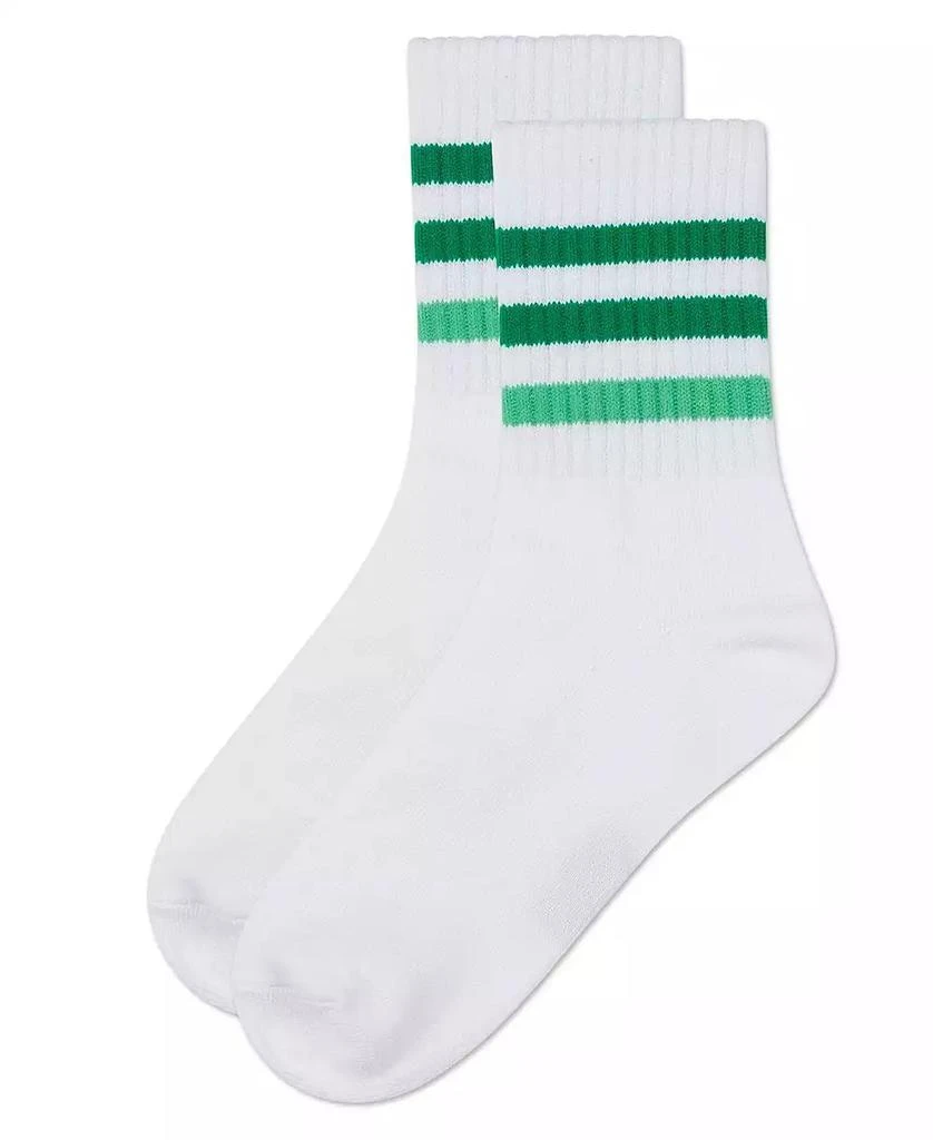 Memoi Little Girls Two Tone Varsity Stripe Crew Socks 3