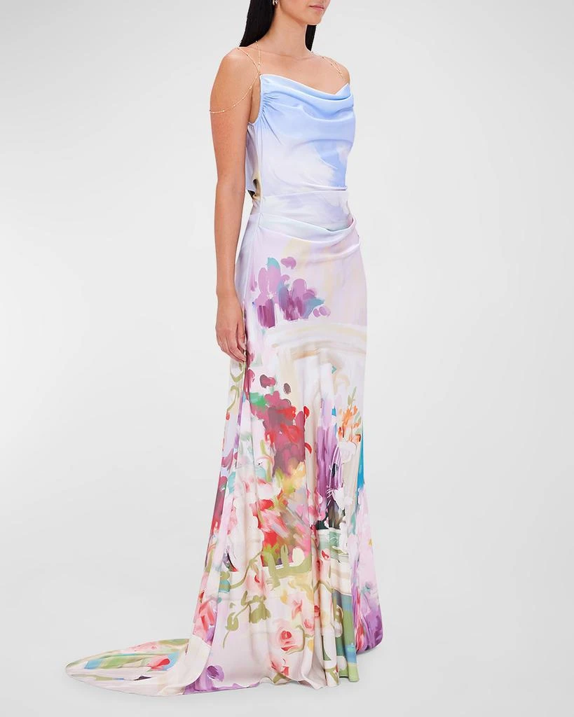 LEO LIN Imogen Draped Floral-Print Gown 2
