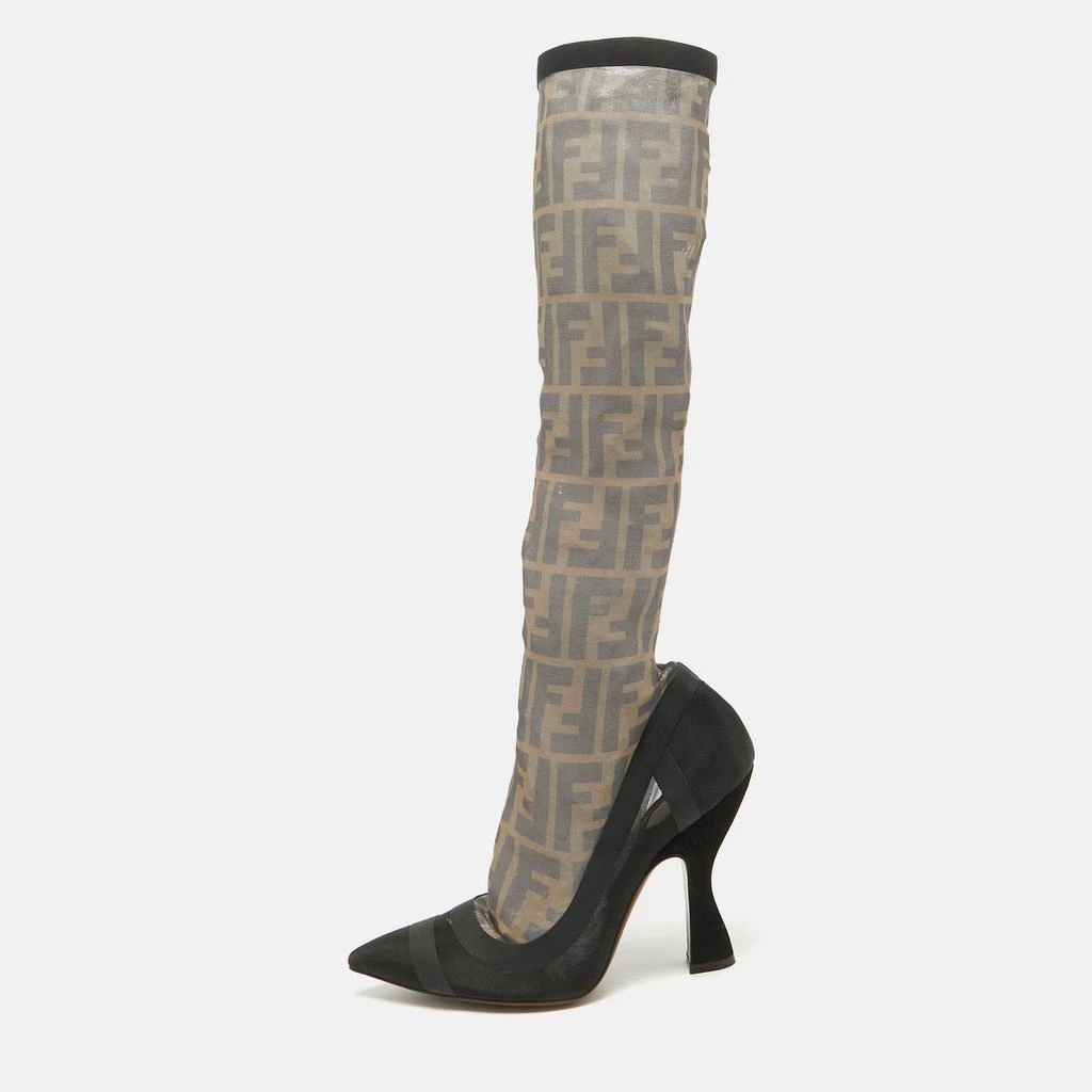 Fendi Fendi Black Mesh FF Colibri Mid Calf Boots Size 38 1