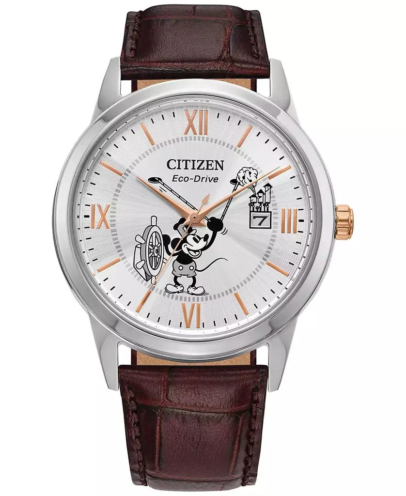 Citizen Eco-Drive Men's Steamboat Willie 1928 Brown Leather Strap Watch 40mm 1
