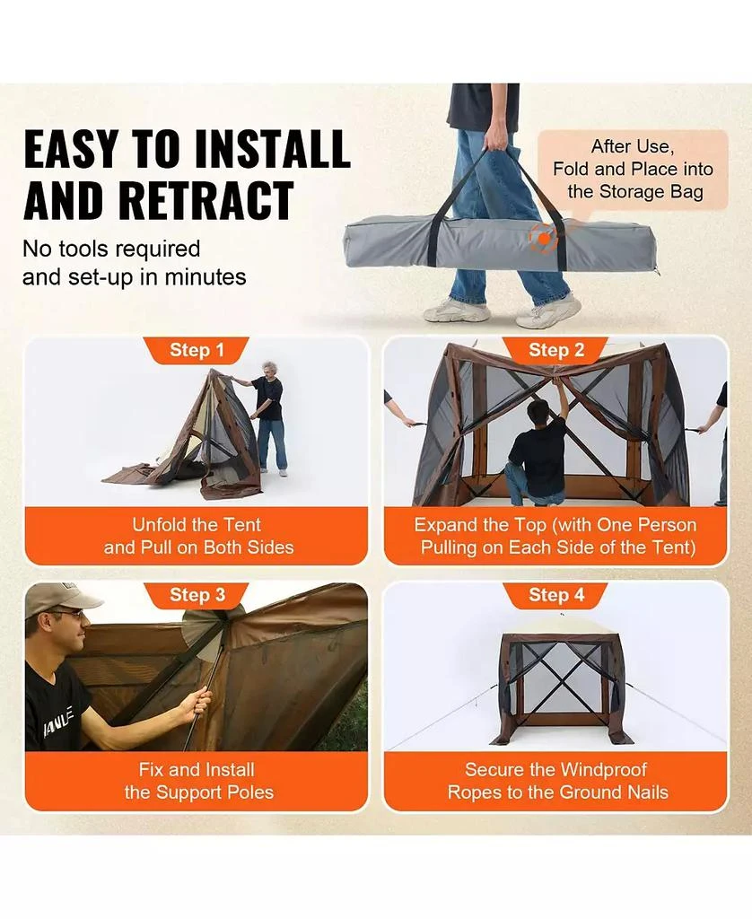 Slickblue Outdoor 4-Sided Pop Up Gazebo Tent with Mosquito Net For Garden 5