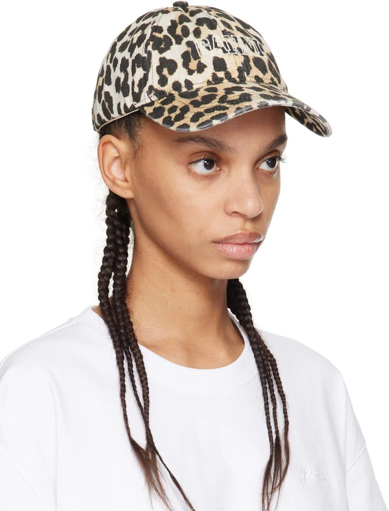 Ganni Beige & Black Print Cap 2