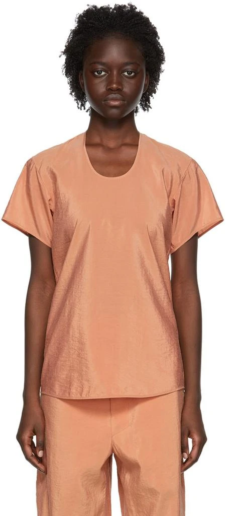 Lemaire Orange Silk T-Shirt 1