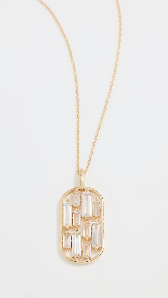 Suzanne Kalan 14k Yellow Gold Inlay Whitetopaz Dog Tag Pendant