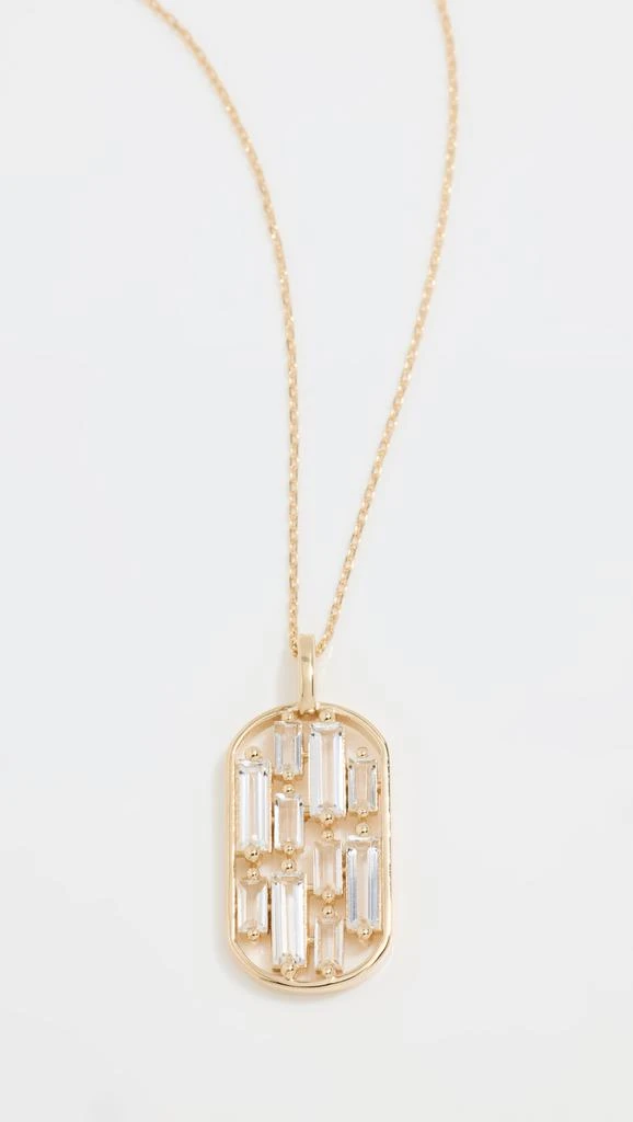 Suzanne Kalan 14k Yellow Gold Inlay Whitetopaz Dog Tag Pendant 1