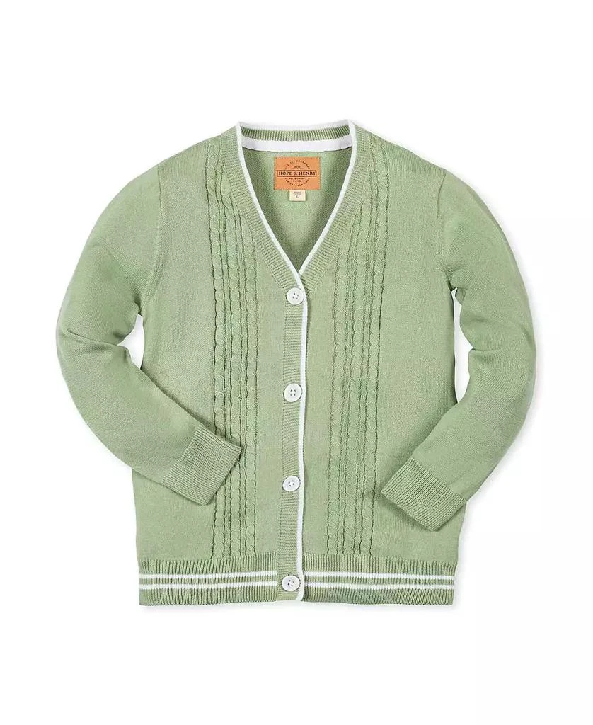 Hope & Henry Toddler Boys' Organic Cable Cardigan Sweater with Tipping