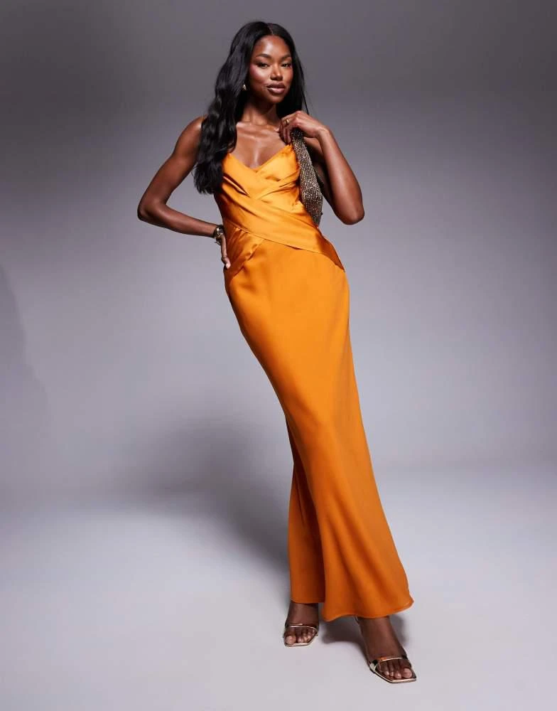 Shop ASOS DESIGN cami satin bust overlay chiffon maxi dress in