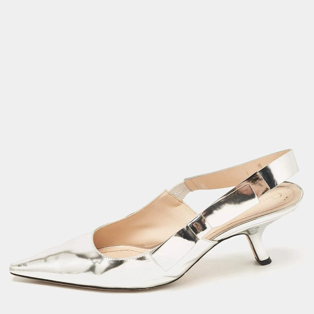 Dior Dior Silver Leather Sweet-D Slingback Pumps Size 40.5 1