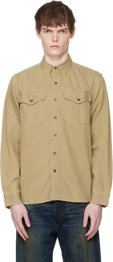 RRL Beige Twill Officer
s Work Shirt