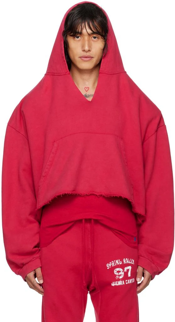 GREG ROSS SSENSE Exclusive Red V-Neck Hoodie 1