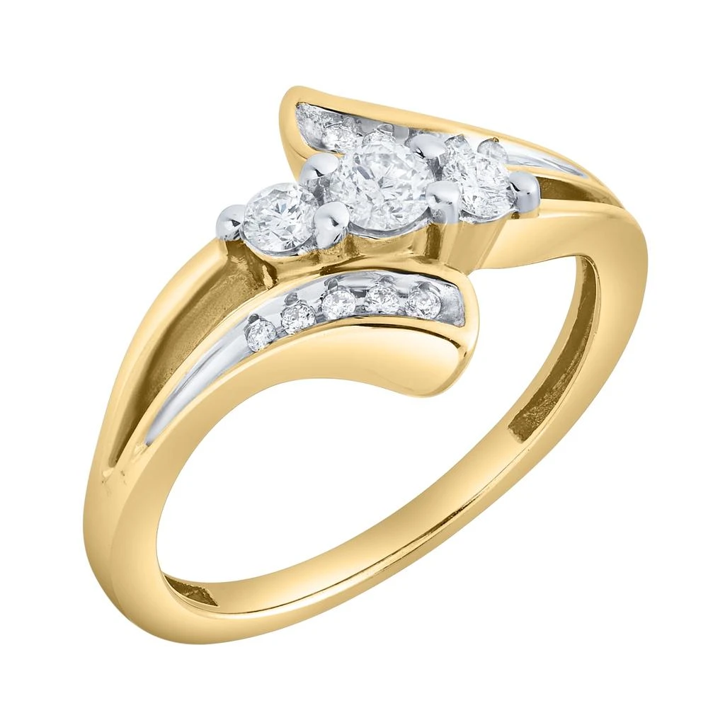 LuvMyJewelry Solynne 0.30 Ct 10K Gold Bypass Diamond Ring 2