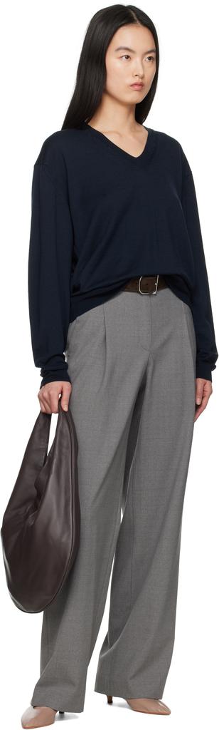 Navy Product Dyed Wool Knit V-Neck Sweater – On Sale Now with Up